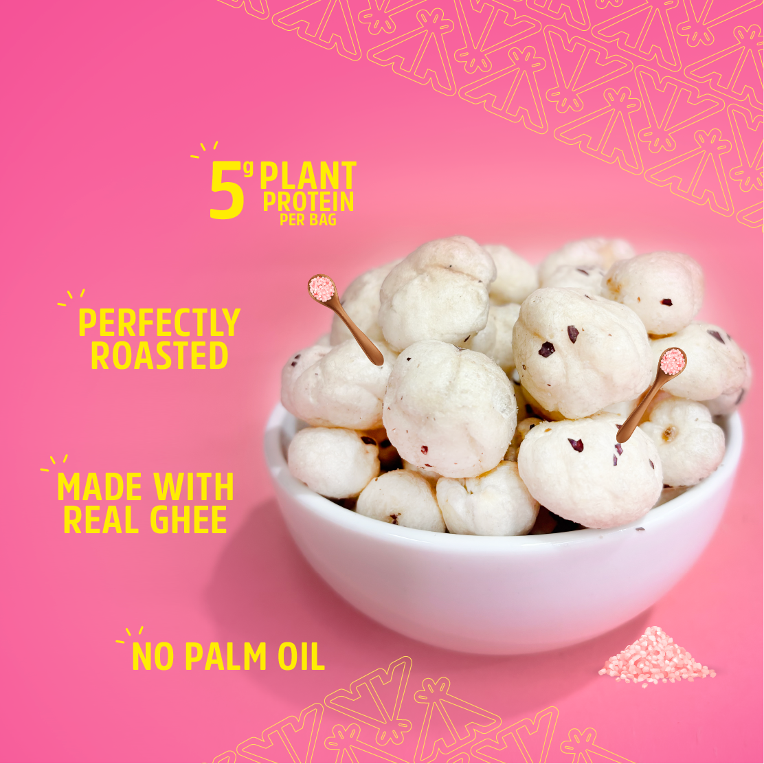 Roasted Makhana Crunch – Ghee & Himalayan Pink Salt  (58 g)