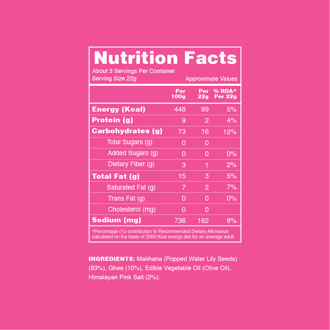 Roasted Makhana Crunch – Ghee & Himalayan Pink Salt  (58 g)