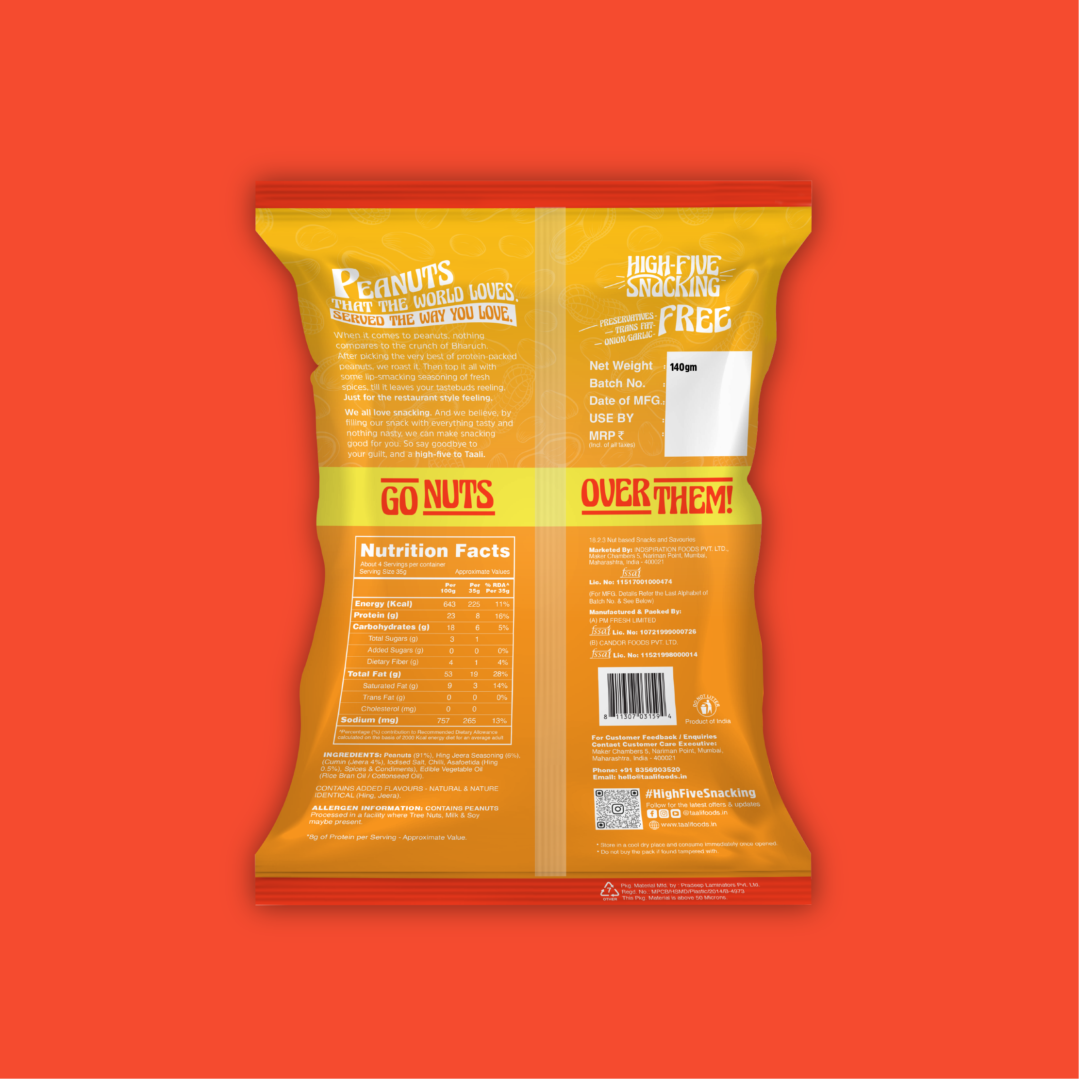 Taali Roasted Peanuts - Hing Jeera (140 g)