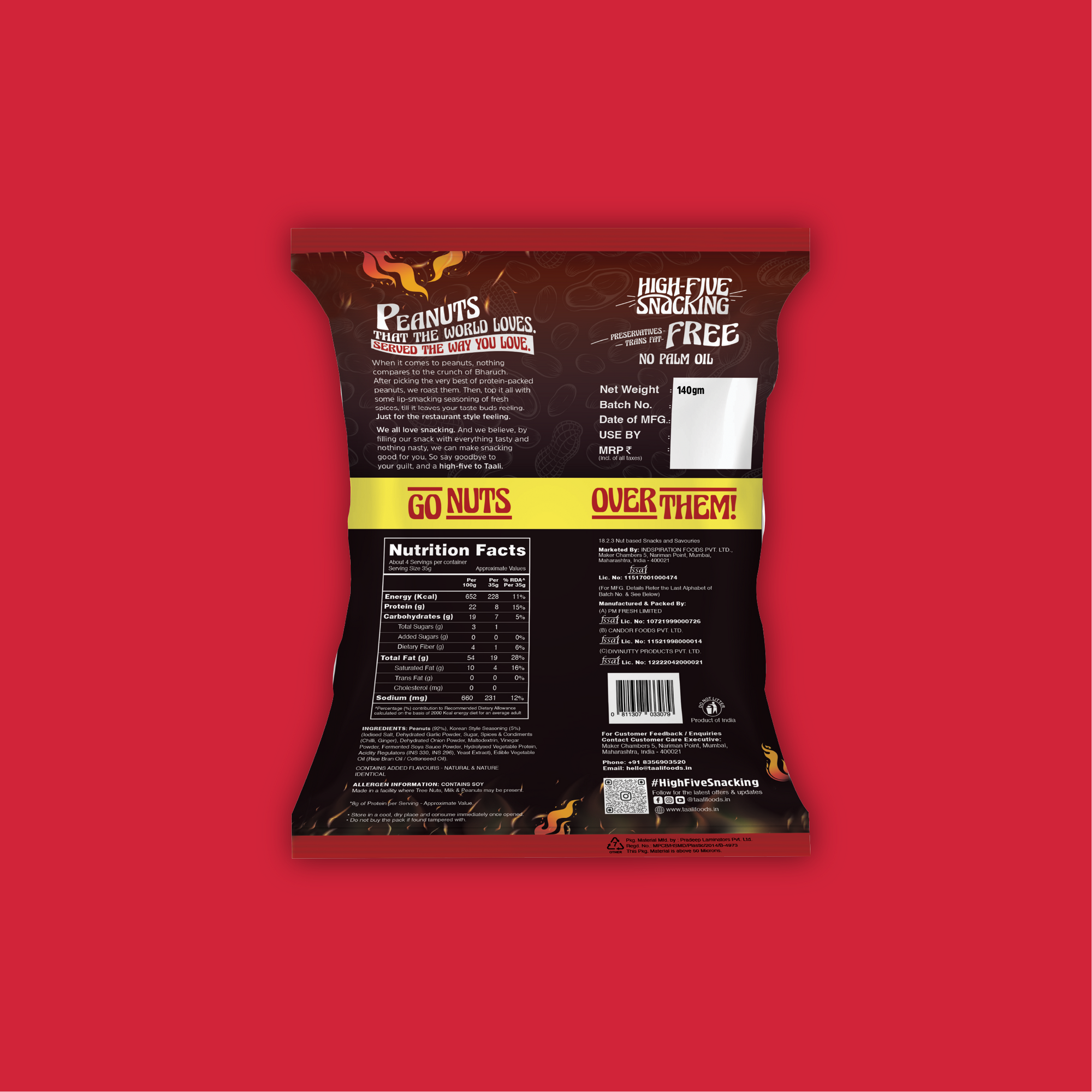 Taali Roasted Peanuts – Korean Style (140 g)