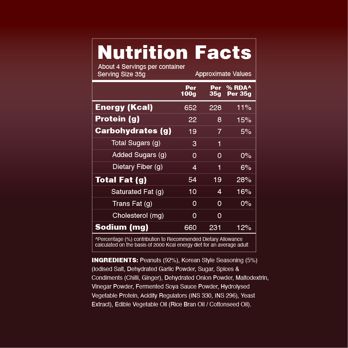 Taali Roasted Peanuts – Korean Style (140 g)