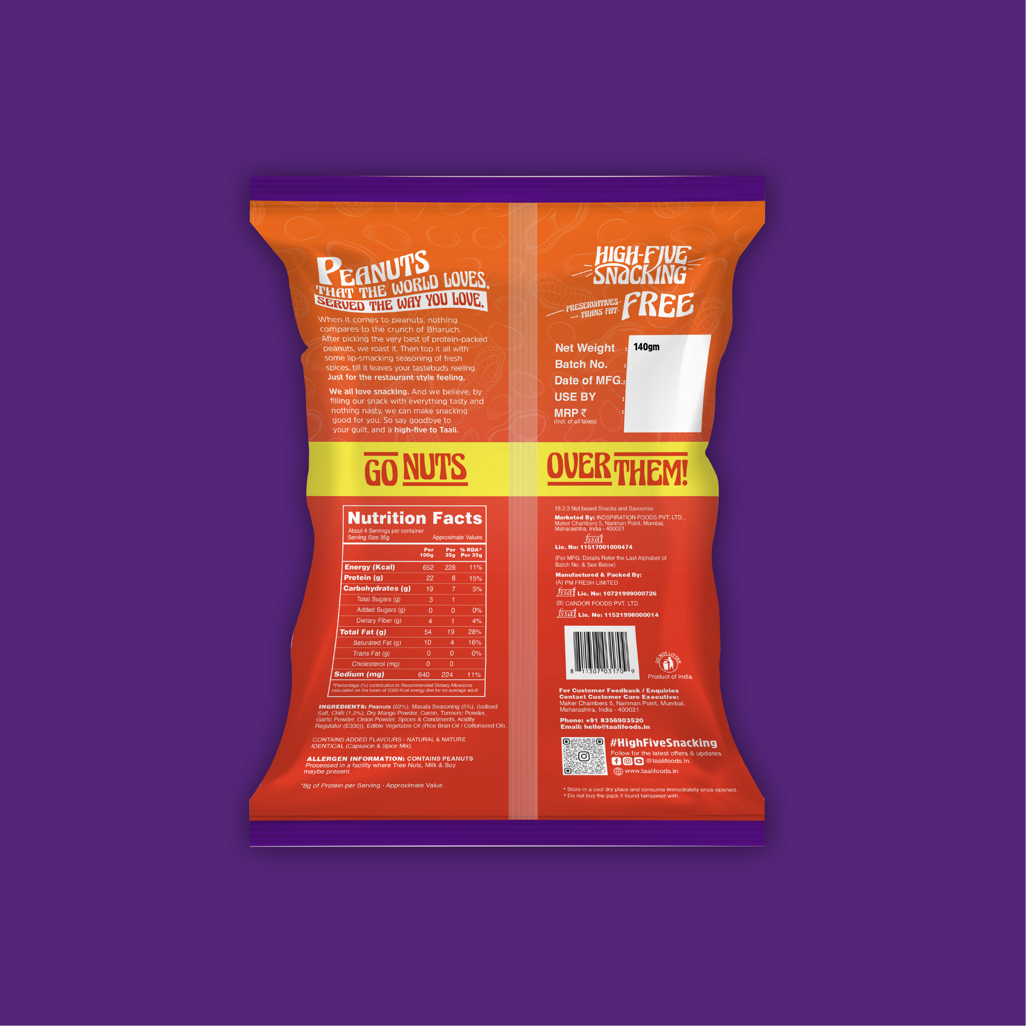 Taali Roasted Peanuts – Masala (140 g)