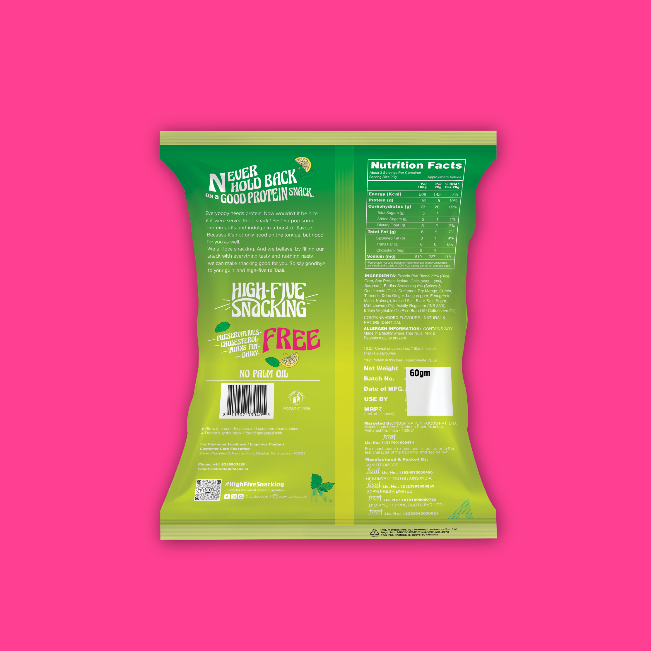 Taali Protein Puffs – Pudina Punch (60 g)