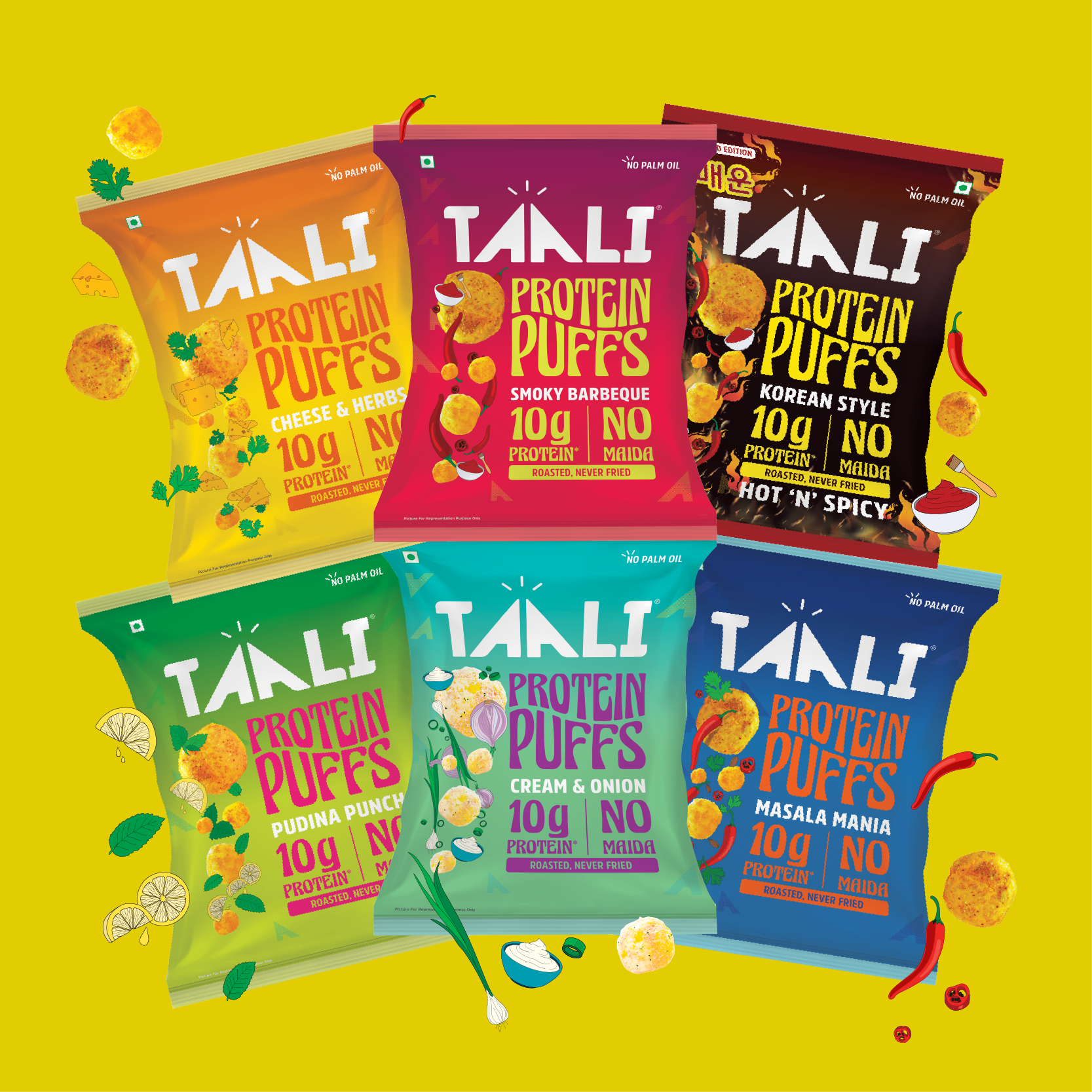 Taali Protein Puffs – All Flavours Variety Pack | 6 Flavours