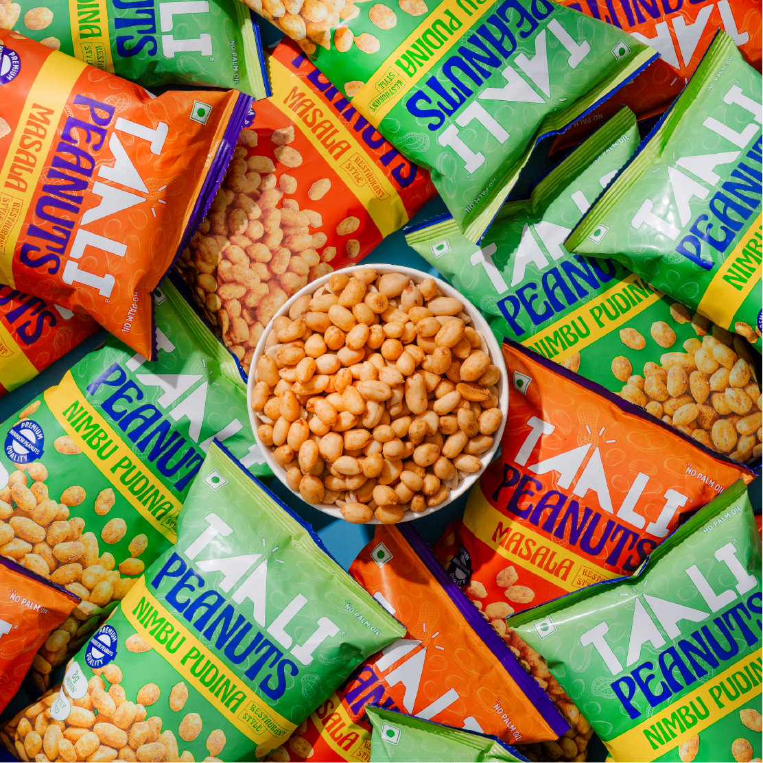 Taali Roasted Peanuts – Combo Pack of 4 Flavors | Masala, Salted, Hing Jeera, Nimbu Pudina (140/150 g)