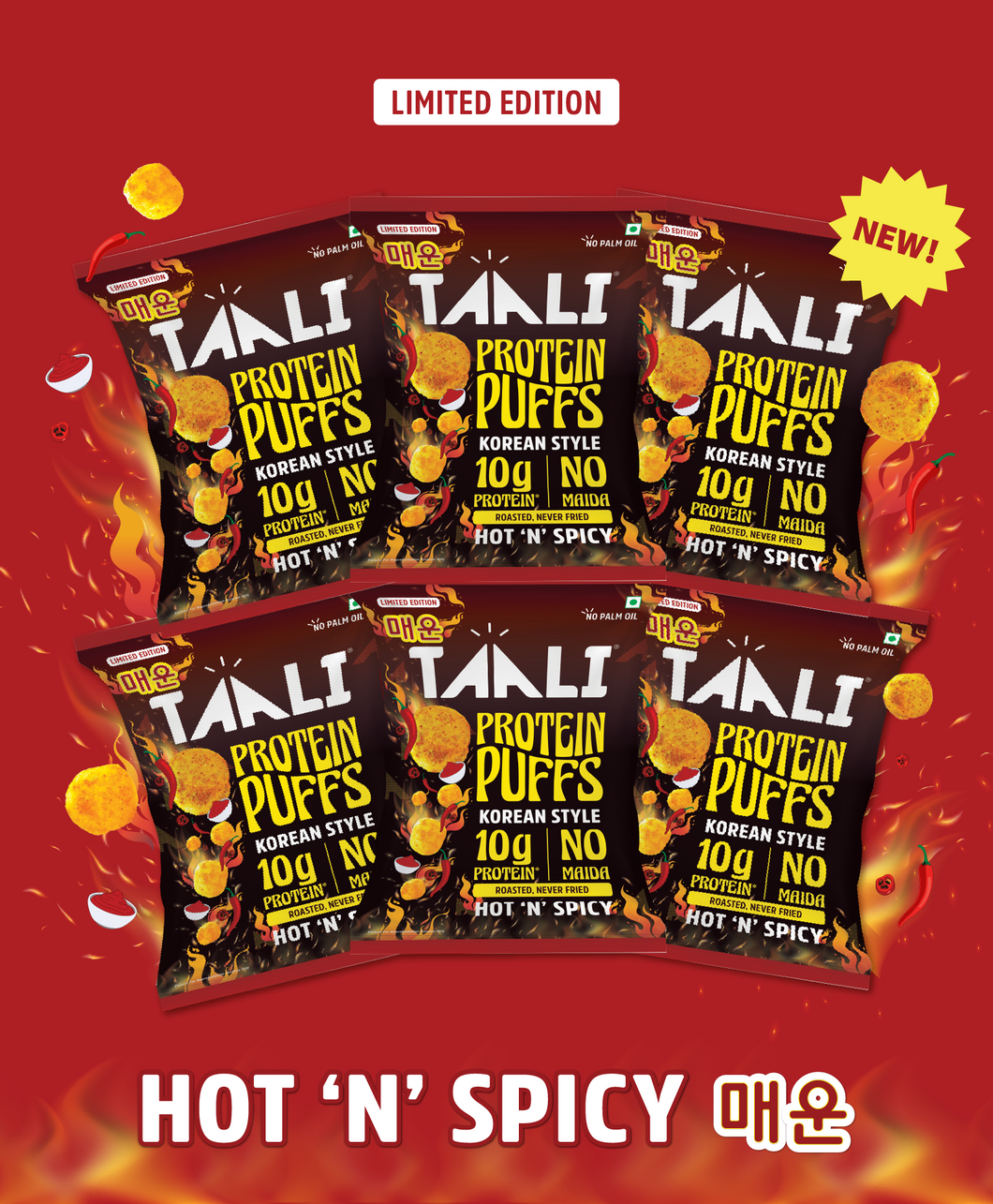Taali Korean Style Protein Puffs (Pack of 6) Korean Puff