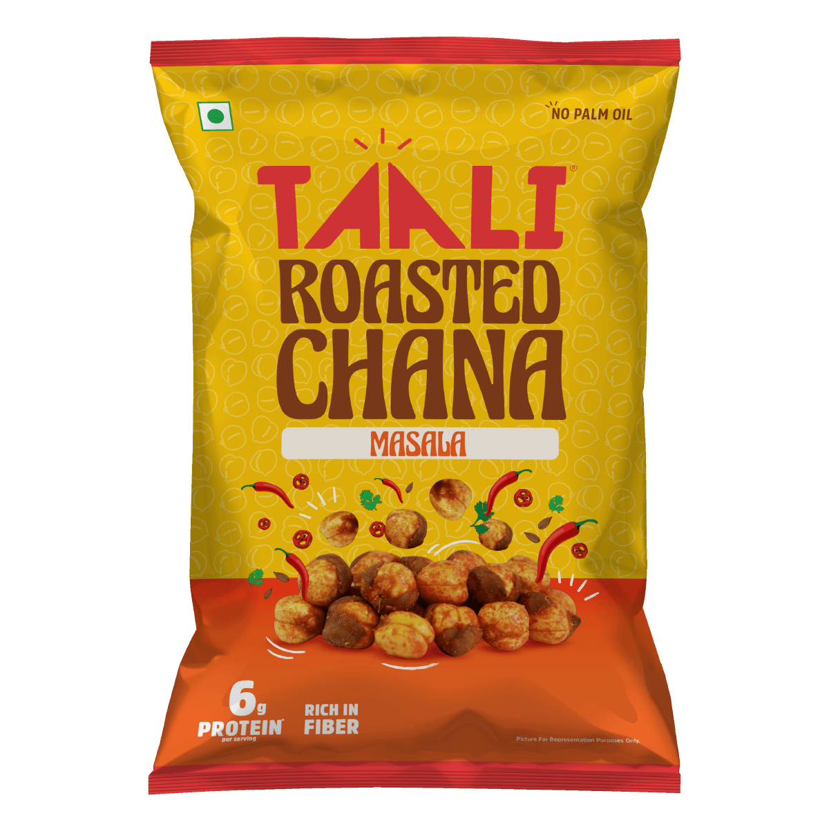 Taali Roasted Chana Masala, Flavoured |  Rich in Protein| Gluten-Free| Namkeen Snacks| Ready to Eat, 150g| Pack of 4