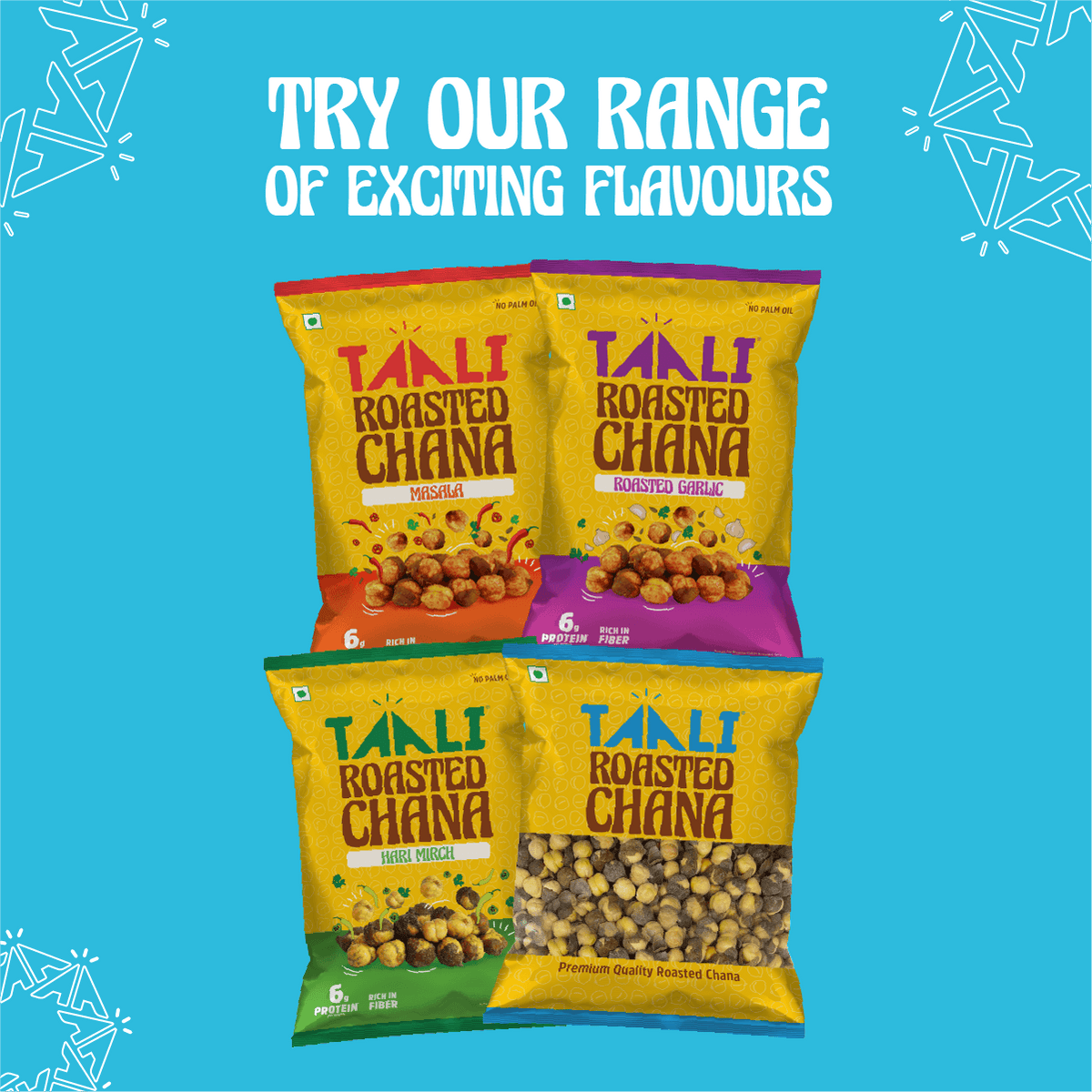 Taali Roasted Chana Plain, Plain Salted Chickpeas with Skin| Rich in Protein| Gluten-Free| Namkeen Snacks| Ready to Eat, 180g| Pack of 4