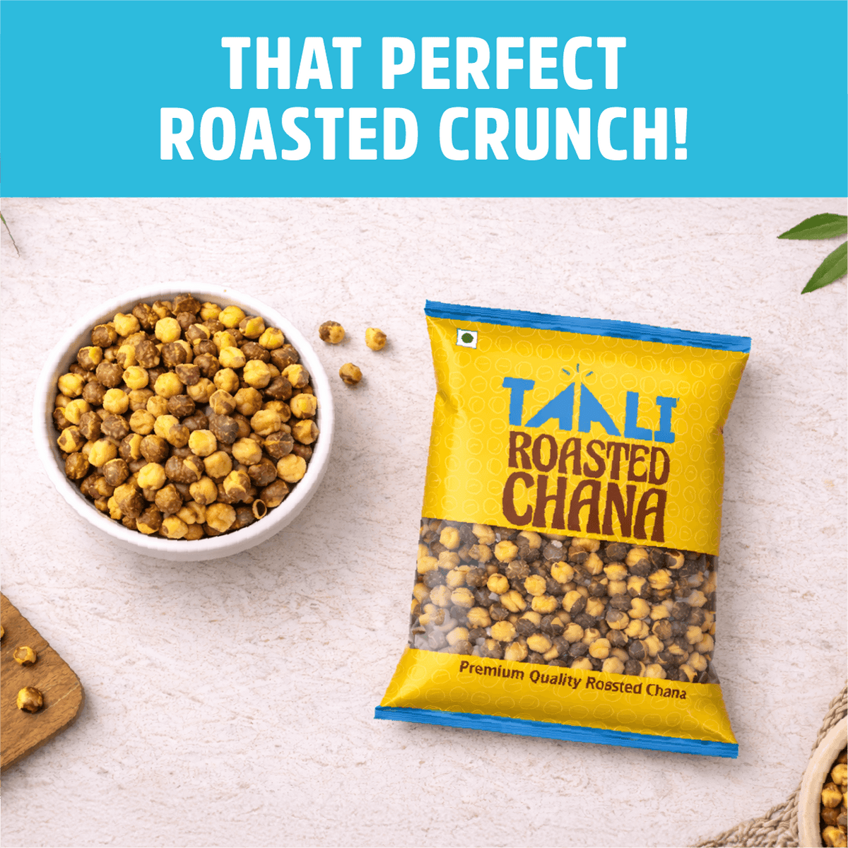 Taali Roasted Chana Plain, Plain Salted Chickpeas with Skin| Rich in Protein| Gluten-Free| Namkeen Snacks| Ready to Eat, 180g| Pack of 4