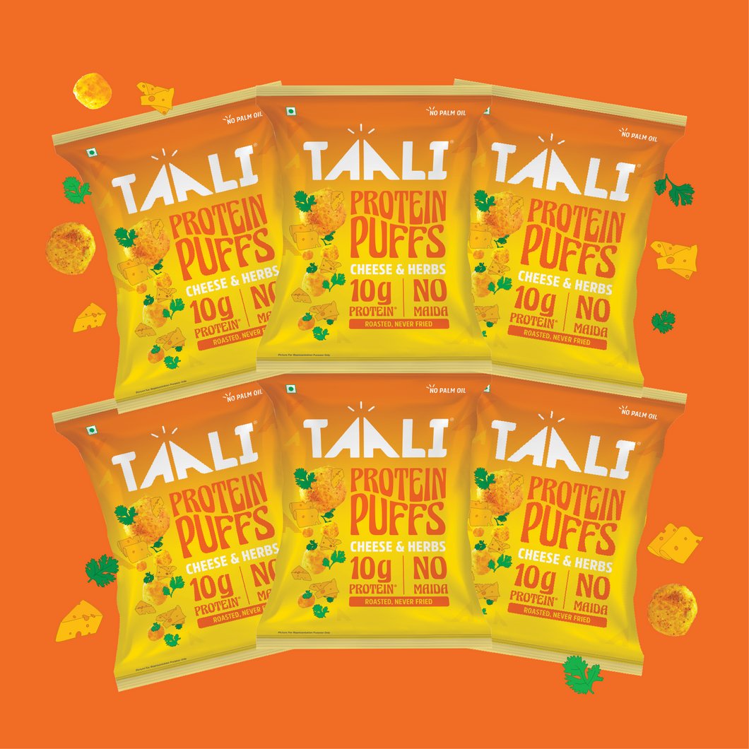 Taali Protein Puffs – Cheese and Herbs (Pack of 6 x 60 g)