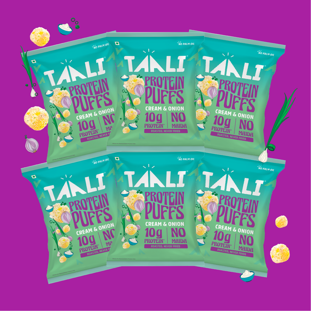 Taali Protein Puffs – Cream & Onion (Pack of 6 x 60 g)