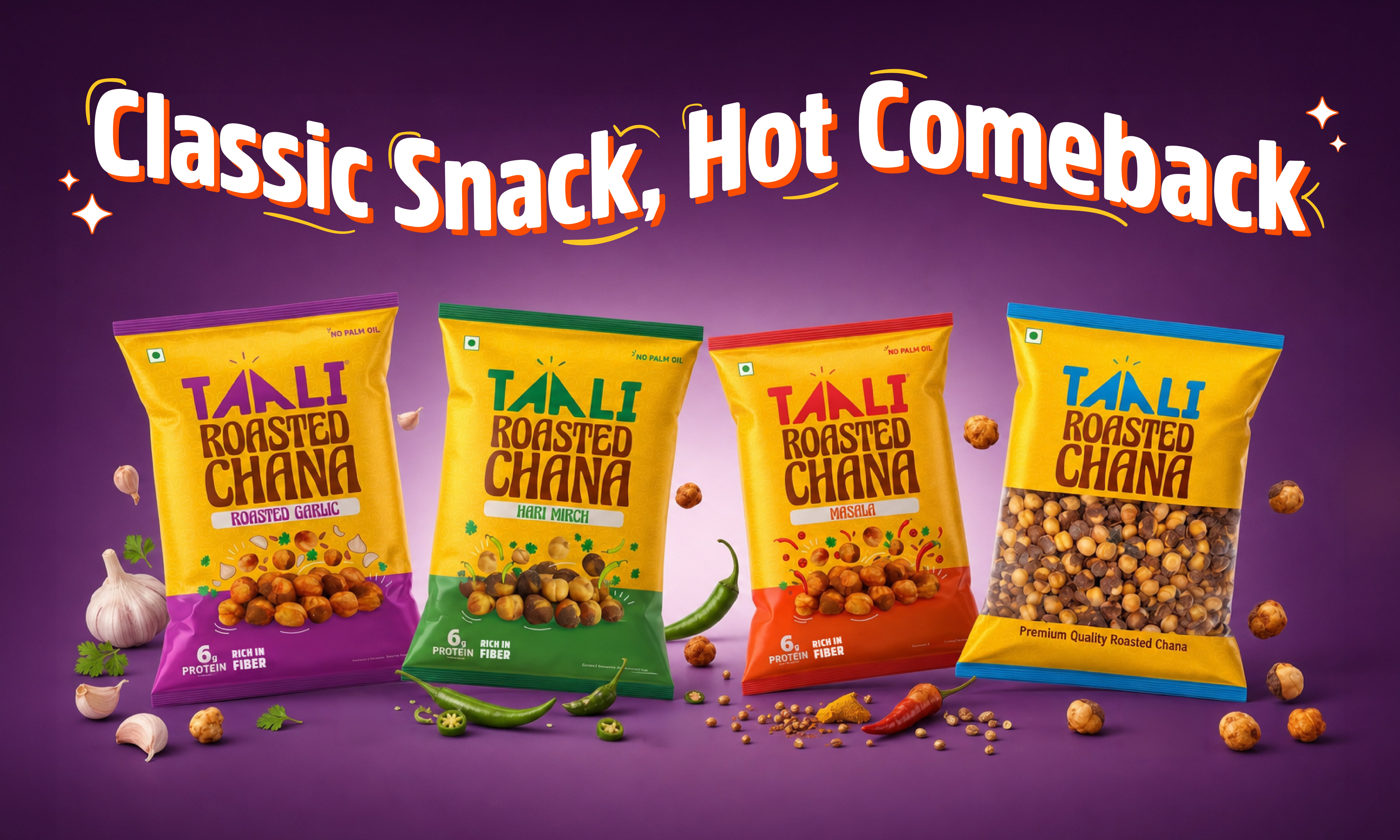 Taali Foods healthy roasted snacks India high protein makhana and protein puffs
