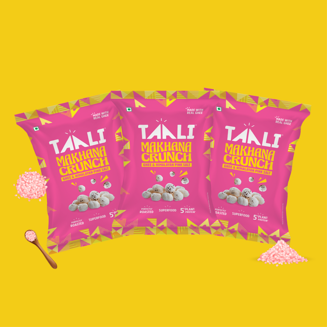 Taali Makhana Crunch – Ghee & Himalayan Pink Salt  (Pack of 3 x 58 g)