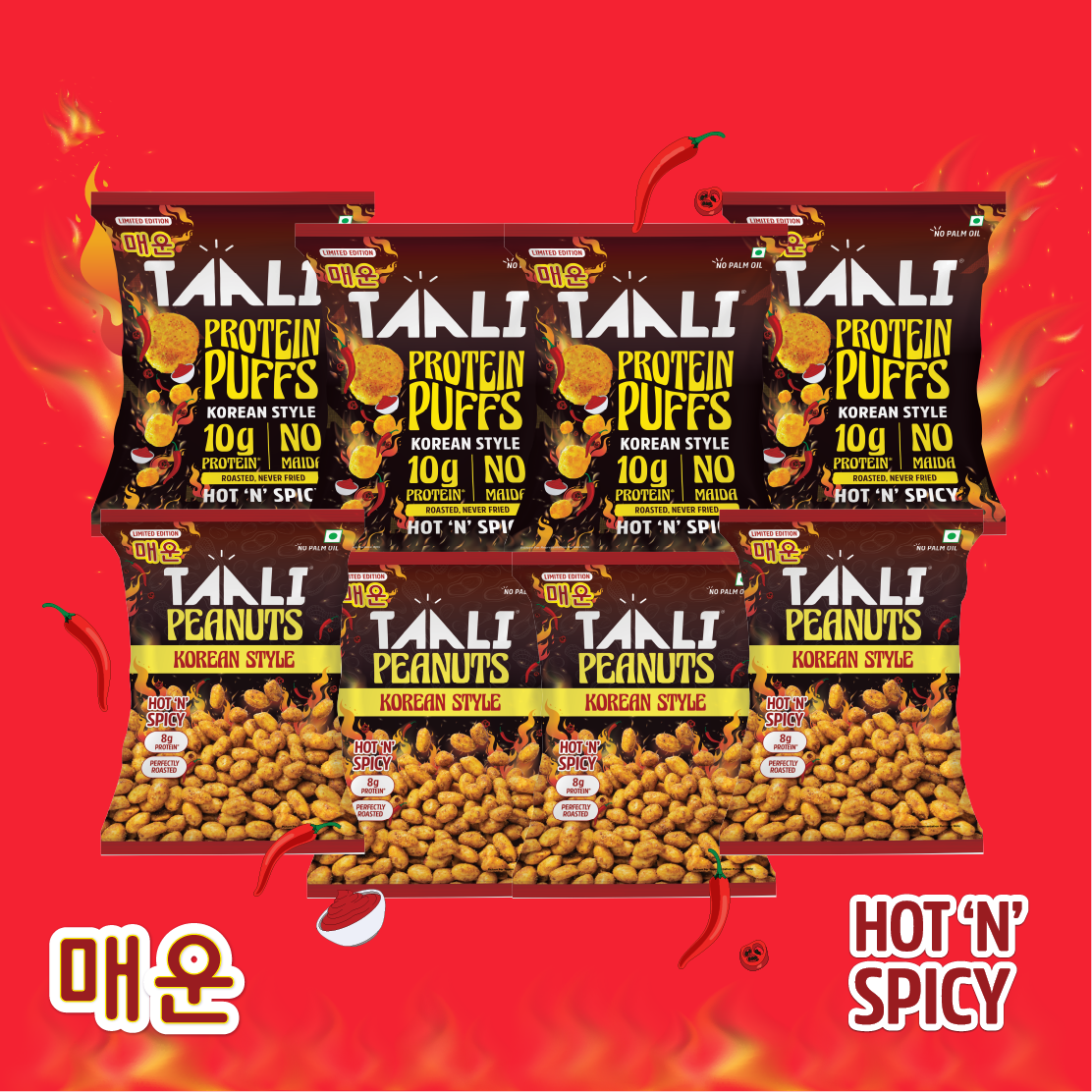 Taali Korean Lovers Combo – Korean Style Roasted Peanuts + Korean Style Protein Puffs
