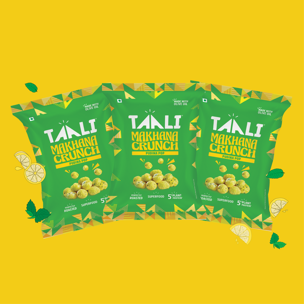 Taali Makhana Crunch – Pudina Pop (Pack of 3 x 60 g)