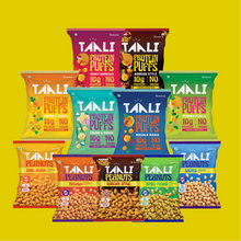 Load image into Gallery viewer, Taali Party Combo – All Flavours Roasted Peanuts (5 Packs) + All Protein Puff Flavours (6 Packs)
