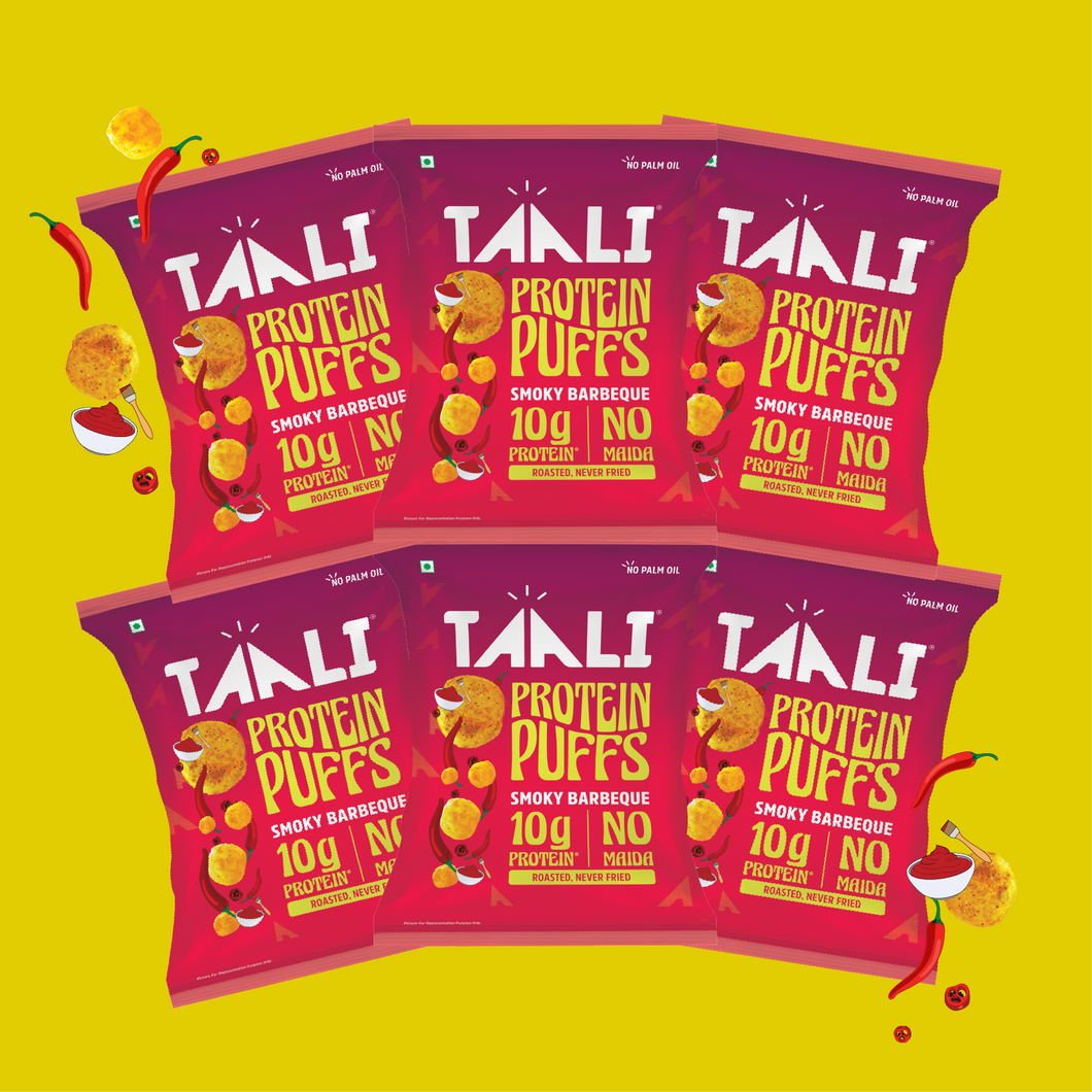 Taali Protein Puffs – Smoky Barbeque (Pack of 6 x 60g)