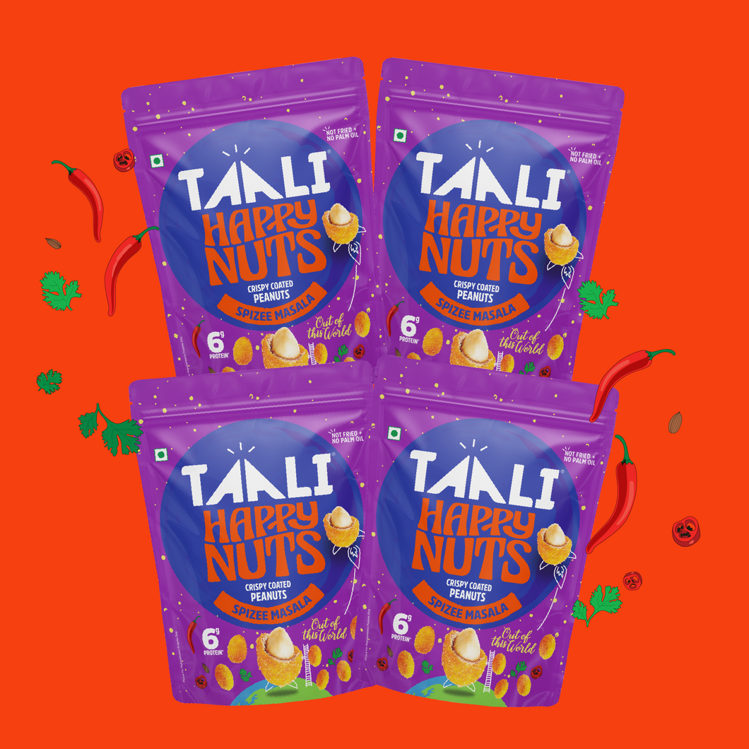 Taali Crispy Coated Peanuts – Spizee Masala (Pack of 4 x 140 g)