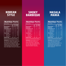 Load image into Gallery viewer, Taali Protein Puffs – Spicy Flavours Combo | Smoky BBQ, Masala Mania &amp; Korean Style (2 Each)
